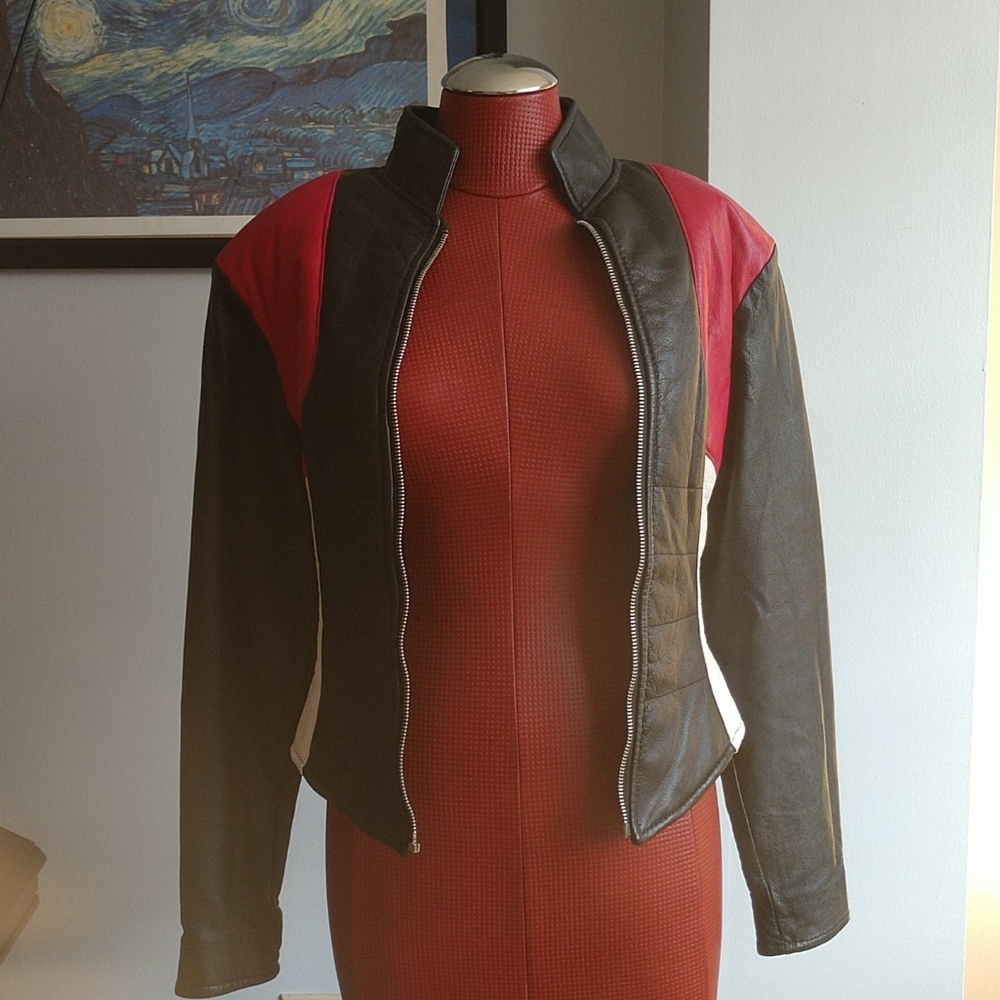 Leather women's motorcycle jacket